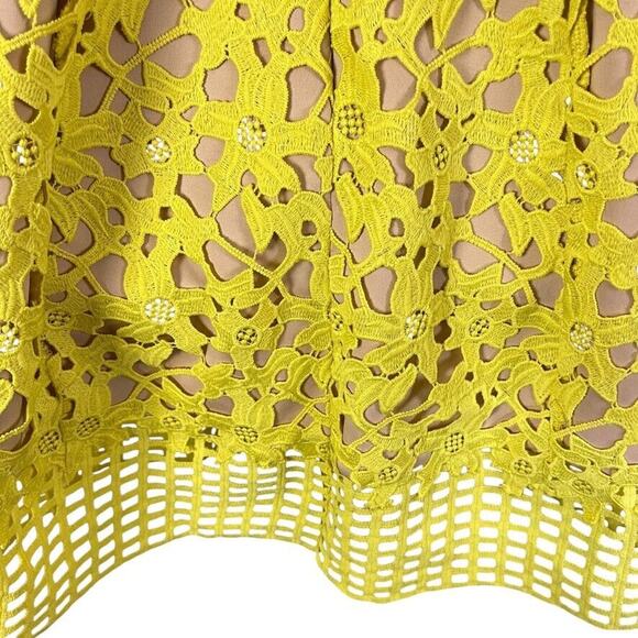 Lovers + Friends Bellini Yellow Lace Crochet Whimsigoth Fairy Dress Stretch M - Picture 13 of 16
